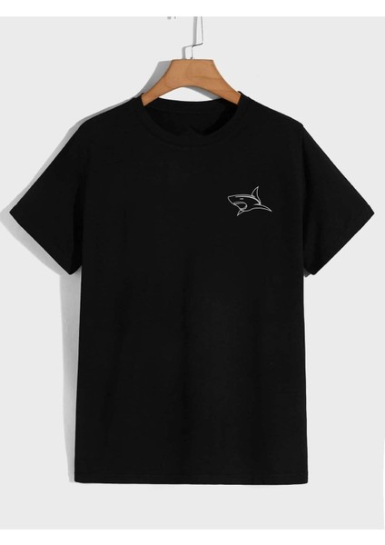 Minimal Shark Baskılı T-Shirt ve Şort Takım
