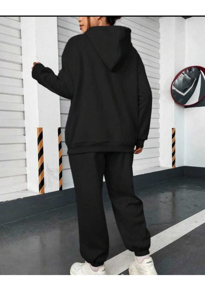 Voleybol Milli Takımı Filenin Sultanları Siyah Alt Üst Kapşonlu Takım Oversize Eşofman Boyfirend