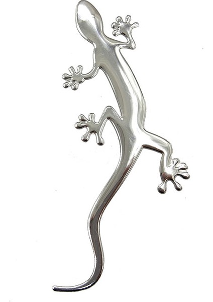 Gümüş Beyazı Kertenkele Gecko Komik 3D Araba Sticker Yumuşak Pvc Krom Rozet Rozet Sticker Araba Süsleme Otomobil Çıkartmaları Araba-Stil Aksesuarı (Yurt Dışından)