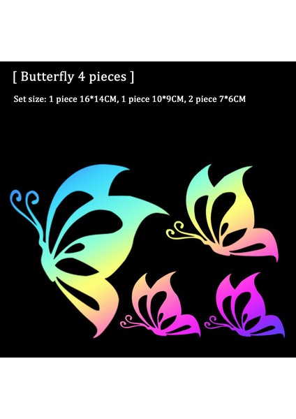 4 Adet Kelebek Araba Sticker Çiçek Kelebek Ayak Izi Şekil Yansıtıcı Vinil Oto Etiket Su Geçirmez Kapak Çizik Dış Aksesuar (Yurt Dışından)