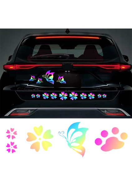 4 Adet Kelebek Araba Sticker Çiçek Kelebek Ayak Izi Şekil Yansıtıcı Vinil Oto Etiket Su Geçirmez Kapak Çizik Dış Aksesuar (Yurt Dışından) fiyatları