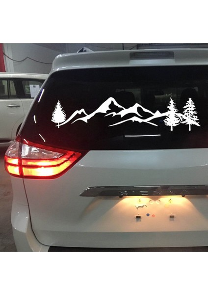 Beyaz Yeni Araba Çıkartmaları Su Geçirmez 100CM Ağaç Dağ Araba Dekor Pet Çıkartma Araç Sticker Suv Rv Karavan Offroad Araba Moda Çıkartma (Yurt Dışından) indirimleri