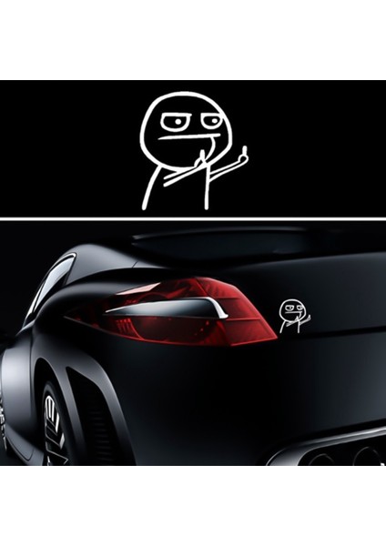Beyaz Araba Oto Sticker Komik Karikatür Orta Parmak Yakıt Tankı Iğnesi Tam Dolu Hellaflush Yansıtıcı Vinil Etiket Tenezzül Su Geçirmez (Yurt Dışından) fiyatları