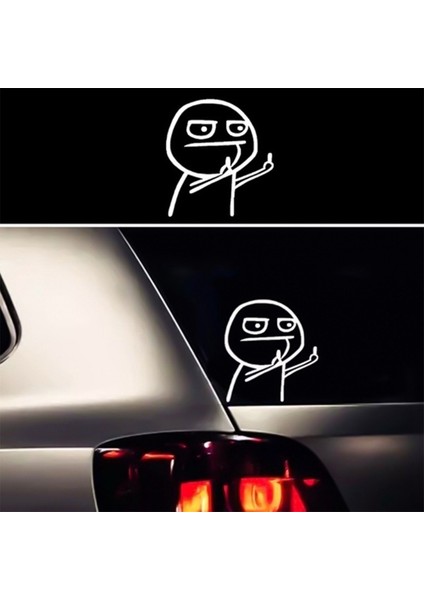 Beyaz Araba Oto Sticker Komik Karikatür Orta Parmak Yakıt Tankı Iğnesi Tam Dolu Hellaflush Yansıtıcı Vinil Etiket Tenezzül Su Geçirmez (Yurt Dışından) modelleri