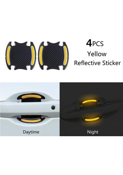 4pc Bilek Sarı Araç Kapı Kolu Yansıtıcı Sticker Koruma Stickerı Kapı Kolu Boya Yüzeyi Çizilmez Yansıtıcı Sticker Araç Aksesuarları (Yurt Dışından)