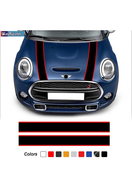 Gri ve Beyaz Mını Cooper R55 R56 R57 R58 R59 R60 R50 R52 R53 F54 F55 F56 F60 Için Araba Kaput Etiketi Motor Kapağı Ralli Çizgisi Sticker (Yurt Dışından)