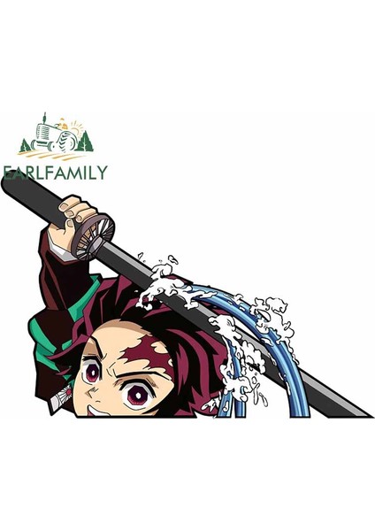 YT-87696-13CM Earlfamıly 13CM Demon Slayer Araba Sticker Tanjiro Peeker Pencere Çıkartmaları Laptop Motosiklet Su Geçirmez Anime Vinil Araba Kaplaması (Yurt Dışından)