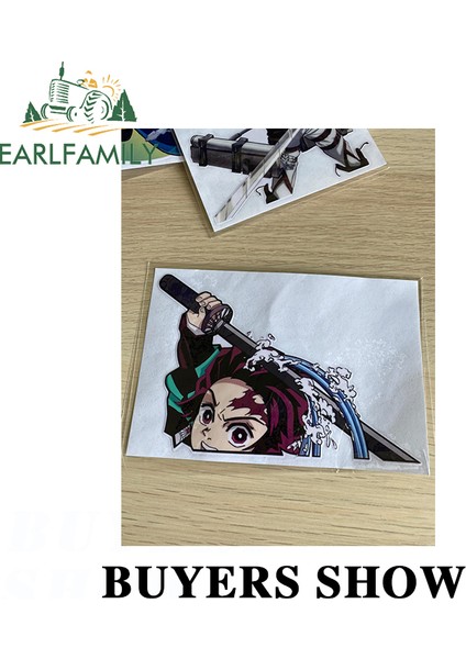 YT-87696-13CM Earlfamıly 13CM Demon Slayer Araba Sticker Tanjiro Peeker Pencere Çıkartmaları Laptop Motosiklet Su Geçirmez Anime Vinil Araba Kaplaması (Yurt Dışından)