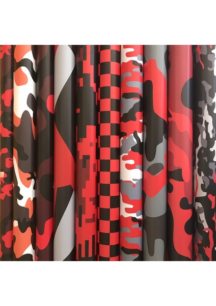 20CM x 152CM Kamufle Siyah Kırmızı Vinil Sarma Motosiklet Araba Araç Scooter Kendin Yap Kaplama Sticker Yapışkan Dekal Filmi (Yurt Dışından) fiyatları