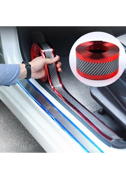 No.2 Boyutu 1m Araba Sticker Kendin Yap Koruyucu Şerit Oto Kapı Eşiği Yan Ayna Çizik Önleyici Bant Karbon Fiber Su Geçirmez Koruma Filmi (Yurt Dışından)