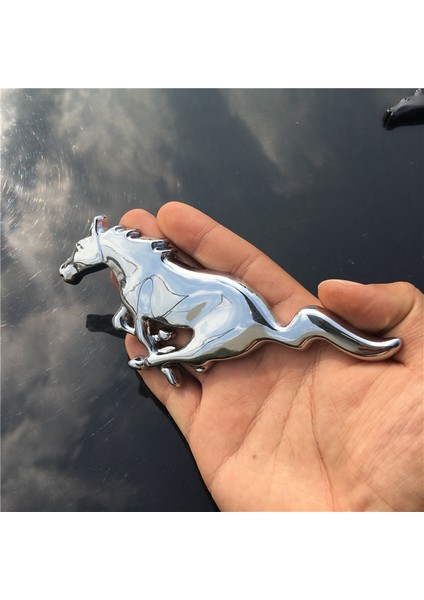 Çıkartma-Gümüş 3D 15.5cm Koşan At Logosu Metal Araba Sticker Çamurluk Rozeti Krom Etiket Araç Stili Ford Mustrng Ferrari Araba Penceresi Için (Yurt Dışından)