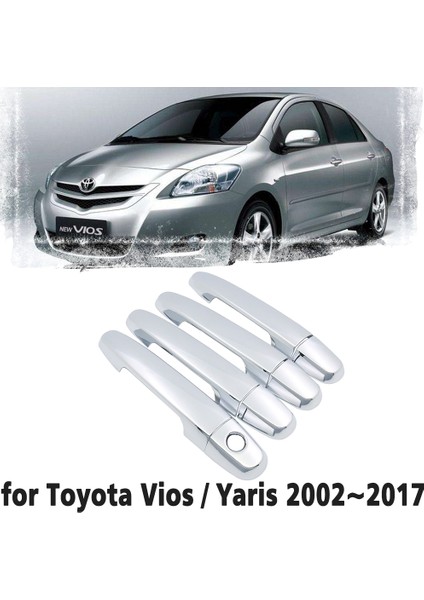 4 Kapı Düğmesiz Toyota Vios Yaris XP40 XP90 XP150 Belta 2002 ~ 2017 Için Lüks Krom Kapı Kolu Kapağı Koruma Kapağı Araç Aksesuarı Sticker (Yurt Dışından)