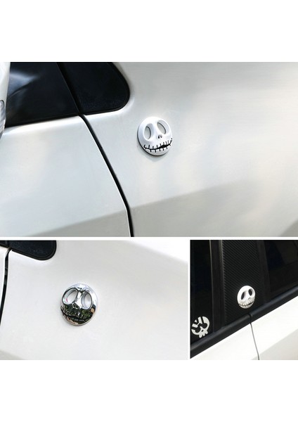 Gümüş Rengi 3D Metal Araba Sticker Motosiklet Rozet Amblemi Sticker Jack Skellington Kafatası Tuning Etiketler Araba-Stil Aksesuarları Dekorasyon (Yurt Dışından) indirimleri