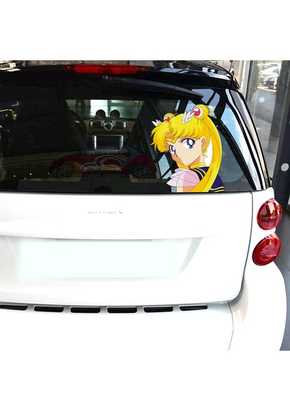 6-Büyük Araba Sticker Ay Savaşçısı Ay Işığında Tsukino Usagi Güzel Sevimli Çizgi Film Yansıtıcı Yaratıcı Rüzgarlık Araba Tuning Stil D30 (Yurt Dışından)