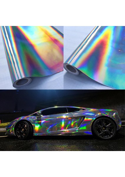 40CMX152CM 30*100 cm Gümüş Lazer Krom Kaplama Vinil Holografik Araba Kaplama Filmi Gökkuşağı Araba Gövde Süsleme Krom Sticker Sayfa Etiketi (Yurt Dışından) modelleri