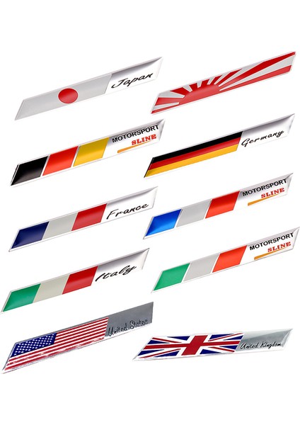 S0370 3D Alüminyum Bayrak Araba Sticker Ingiltere Abd Italya Fransa Almanya Rozeti Amblem Motosiklet Etiket Izgara Tampon Süsleme Için Benz Vw Audi (Yurt Dışından)