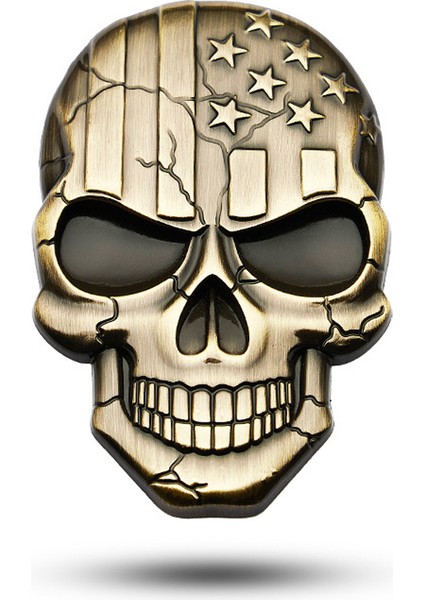 C01946 - Bronz Premium Savaşçı Metal Araba Yan Çamurluk Arka Bagaj Kafatası Rozeti Etiket Aracı Kamyon Motosiklet Rv Için 3D Araba Sticker (Yurt Dışından)