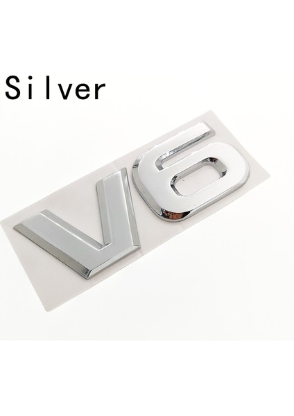 Gümüş V6 3D Araba Logo Sticker Amblemi Oto Rozeti V6 Mercedes Bmw Audi Ford Fiesta Mustang Ranger Nissan Toyota Honda Stil (Yurt Dışından)