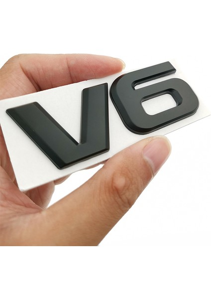 Gümüş V6 3D Araba Logo Sticker Amblemi Oto Rozeti V6 Mercedes Bmw Audi Ford Fiesta Mustang Ranger Nissan Toyota Honda Stil (Yurt Dışından) indirimleri