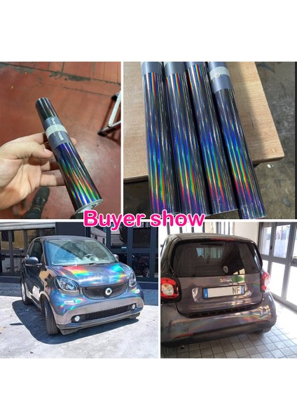50X152CM Holografik Lazer Krom Siyah Araba Sticker Araba Içi Kaplama Vinil Film Levha Siyah ile Gökkuşağı Çıkartmalar (Yurt Dışından) fırsatları