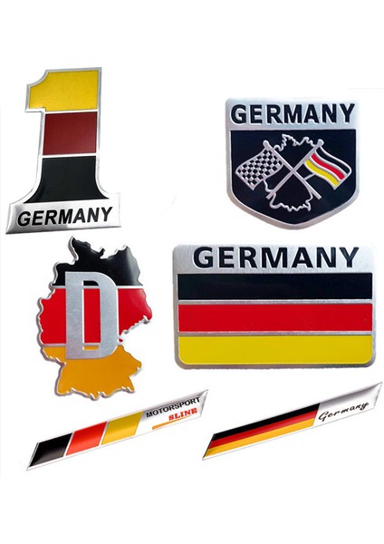 S0363 Audi Bmw Perodua Toyota Honda Nissan Ford Mazda Mercedes Araba Stil - 3D Alüminyum Almanya Sticker Alman Bayrağı Amblem Çıkartması (Yurt Dışından) modelleri
