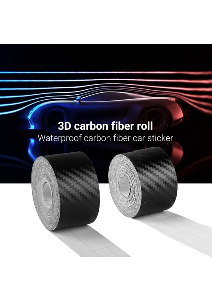 5cm Genişliğinde x 10M Uzunluğunda 3D Karbon Fiber Araba Sticker Kendin Yap Koruyucu Şerit Kapı Eşiği Yan Ayna Çizilmez Bant Su Geçirmez Koruma Filmi (Yurt Dışından)
