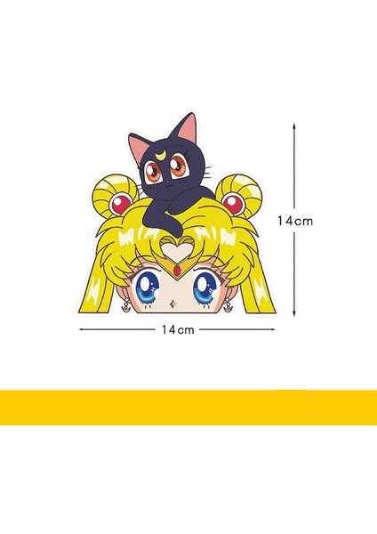 8-Küçük Araba Sticker Ay Savaşçısı Ay Işığında Tsukino Usagi Güzel Sevimli Çizgi Film Yansıtıcı Yaratıcı Rüzgarlık Araba Tuning Stil D30 (Yurt Dışından)