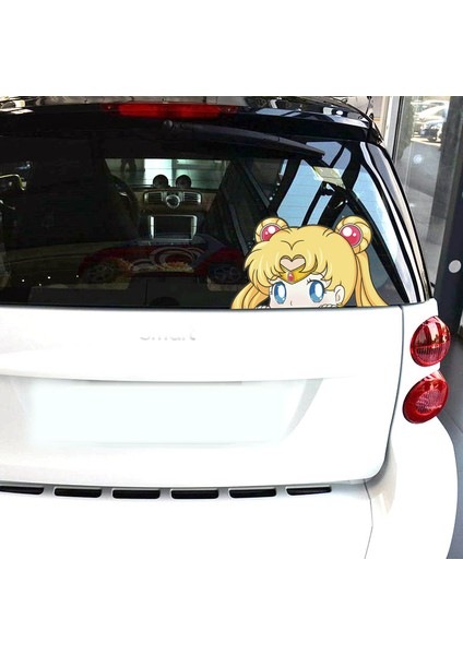 8-Küçük Araba Sticker Ay Savaşçısı Ay Işığında Tsukino Usagi Güzel Sevimli Çizgi Film Yansıtıcı Yaratıcı Rüzgarlık Araba Tuning Stil D30 (Yurt Dışından)