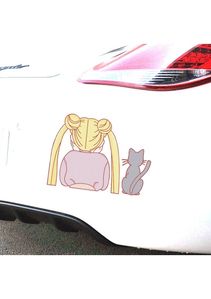 8-Küçük Araba Sticker Ay Savaşçısı Ay Işığında Tsukino Usagi Güzel Sevimli Çizgi Film Yansıtıcı Yaratıcı Rüzgarlık Araba Tuning Stil D30 (Yurt Dışından)