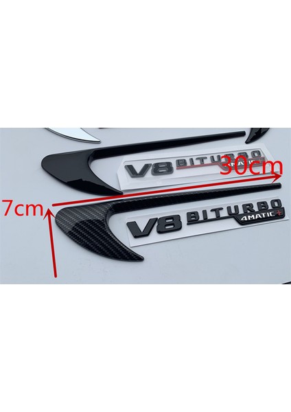 V8 Mat Siyah Mercedes Benz Amg V E300 E400 W213 Araba Yan Sticker Için 2 Adet Hava Fender Trim Amblemi Bıçak Logo V8 Bıturbo 4matıc+ (Yurt Dışından)