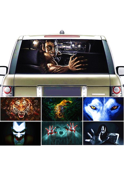 Kurt Şaşırtıcı 3D Araba Arka Cam Poster - 130*70 cm Su Geçirmez Tek Yönü Görüş Korkutucu Pencere Etiketleri Oem Sticker (Yurt Dışından) fiyatları