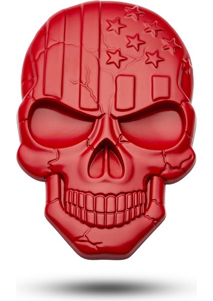 C01946 - Kırmızı Premium Savaşçı Metal Araba Yan Çamurluk Arka Bagaj Kafatası Rozeti Etiket Aracı Kamyon Motosiklet Rv Için 3D Araba Sticker (Yurt Dışından)