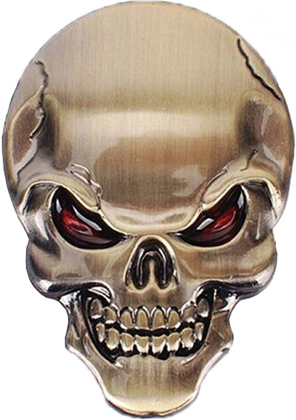 PH0474-ALTIN 3D Metal Şeytan Kafası Araba Rozeti Sticker Krom Oto Rozet Sticker Tampon Sticker Araç Suv Kamyon Motosiklet Araba Sticker (Yurt Dışından)