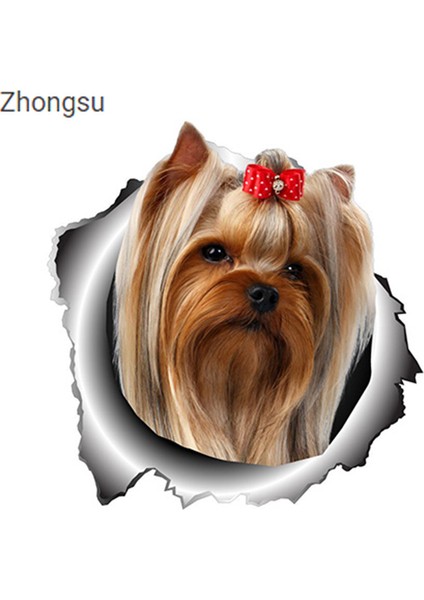 Stil A 13CM x 12.6cm Yorkshire Terrier Vinil Kişilik Sticker Yırtık Metal Etiket Hayvan Araba Sticker Pencere Tampon Evcil Köpek Araba Stil (Yurt Dışından)