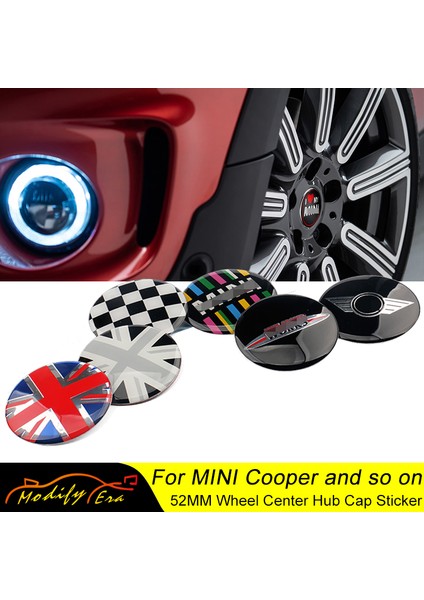 Damalı Mini Cooper S Jcw One + R55 R56 R60 R61 F54 F55 F56 F60 Clubman Countryman Için 52MM Araba Süsleme Tekerlek Merkezi Kapağı Sticker Hub Kapağı - E Ticaret (Yurt Dışından)