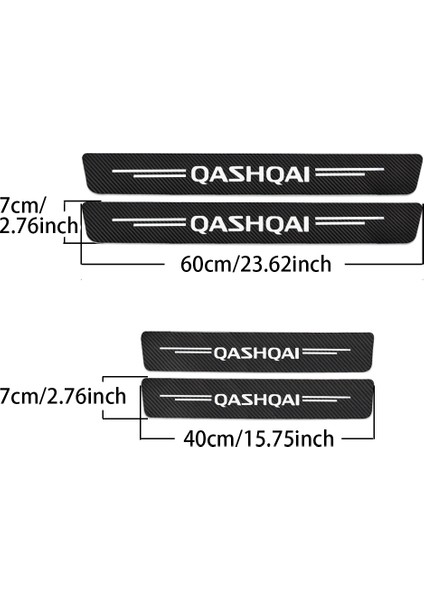 Siyah Nissan Qashqai J10 J Araba Kapı Eşiği Eşik Sticker Ayar Aksesuarları 4 Parça (Yurt Dışından)