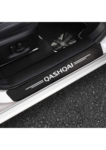 Siyah Nissan Qashqai J10 J Araba Kapı Eşiği Eşik Sticker Ayar Aksesuarları 4 Parça (Yurt Dışından)