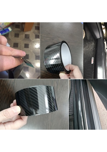 Karbon Fiber Siyah Lada Vesta Niva Granta Kalina Samara Vaz Için 3m Karbon Fiber 5d Eşik Koruma Sticker Net Araba Kaplama Filmi (Yurt Dışından)
