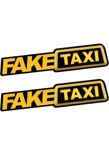 2 Adet Sarı Komik Sahte Taksi Araba Otomatik Sticker Faketaxi Etiket Amblem Kendinden Yapışkanlı Vinil Evrensel Bmw Ford Toyota Vw Honda Kia Opel Kia Için (Yurt Dışından) fiyatları