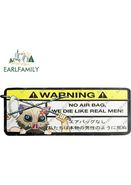 Stil K Earlfamıly 15CM x 5.7cm Inosuke Karikatür Araba Stickeri - Gerçek Erkekler Gibi Ölürüz Uyarı Çıkartması Anime Araba Aksesuarları Jdm Stickerları (Yurt Dışından)