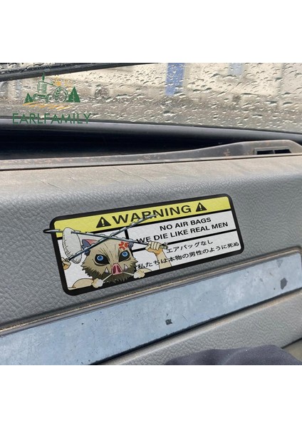 Stil K Earlfamıly 15CM x 5.7cm Inosuke Karikatür Araba Stickeri - Gerçek Erkekler Gibi Ölürüz Uyarı Çıkartması Anime Araba Aksesuarları Jdm Stickerları (Yurt Dışından)