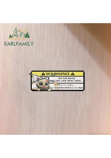 Stil K Earlfamıly 15CM x 5.7cm Inosuke Karikatür Araba Stickeri - Gerçek Erkekler Gibi Ölürüz Uyarı Çıkartması Anime Araba Aksesuarları Jdm Stickerları (Yurt Dışından)