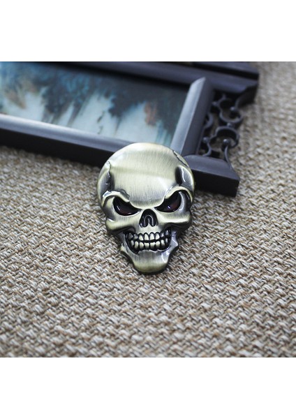 Bronzlaşmış Araç Motosiklet Logo Kafatası Amblem Rozet Araba Stil Sticker 3D Kafatası Çinko Alaşım Metal Araba Sticker (Yurt Dışından)
