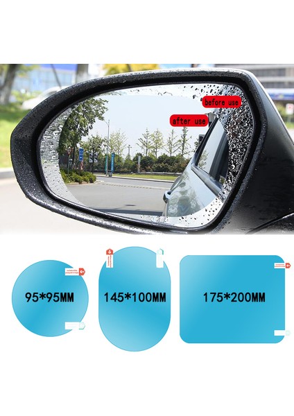 2 Adet 175X200MM Araba Yağmur Geçirmez Filmi Arka Görüş Aynası Su Geçirmez Filmi Evrensel Pencere Camı Net Anti-Sis Anti-Yansıma Sticker (Yurt Dışından)