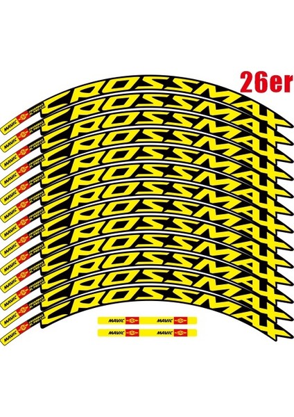 26ER Sarı Mavıc Crossmax Sl Pro Mtb Tekerlek Sticker Seti - Iki Tekerlek Için Bisiklet Jant Etiketleri (Yurt Dışından)