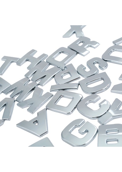 S Tarzı Şerit 3D Metal Alfabe Gümüş Rozet Krom Gümüş Harfler Sayılar Logo Araba Sticker Araçlar Oto Aksesuar Sticker Dekorasyon (Yurt Dışından)