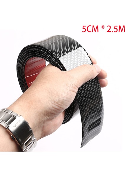 5cm x 2.5 Metre Araba Sticker Kauçuk Şerit Anti Çizik Kapı Eşik Koruyucu Karbon Fiber Araç Eşiği Koruma Tampon Filmi Etiket Araba Stil Amac: (Yurt Dışından)
