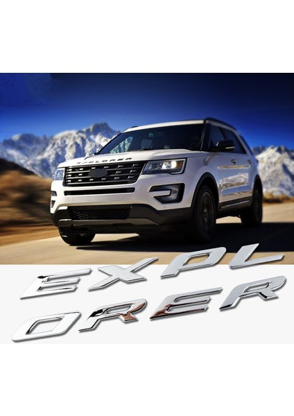 Mat Siyah Ford Explorer Aksesuarları Için Araba Krom Kaput Amblemi 3D Logo Alfabe Sticker - Araba Stil ve Aksesuarları Için. (Yurt Dışından)