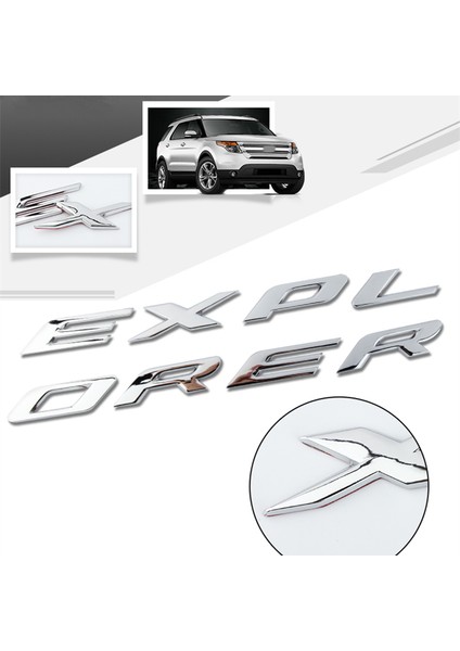 Mat Siyah Ford Explorer Aksesuarları Için Araba Krom Kaput Amblemi 3D Logo Alfabe Sticker - Araba Stil ve Aksesuarları Için. (Yurt Dışından)
