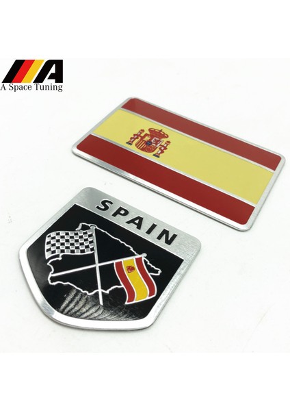 S0401 3D Alüminyum Ispanya Milli Bayrak Araba Gövde Bagaj Logo Sticker Oto Motosiklet Kişilik Dekorasyon Etiketi Vw Honda Bmw Toyota Için (Yurt Dışından) fiyatları